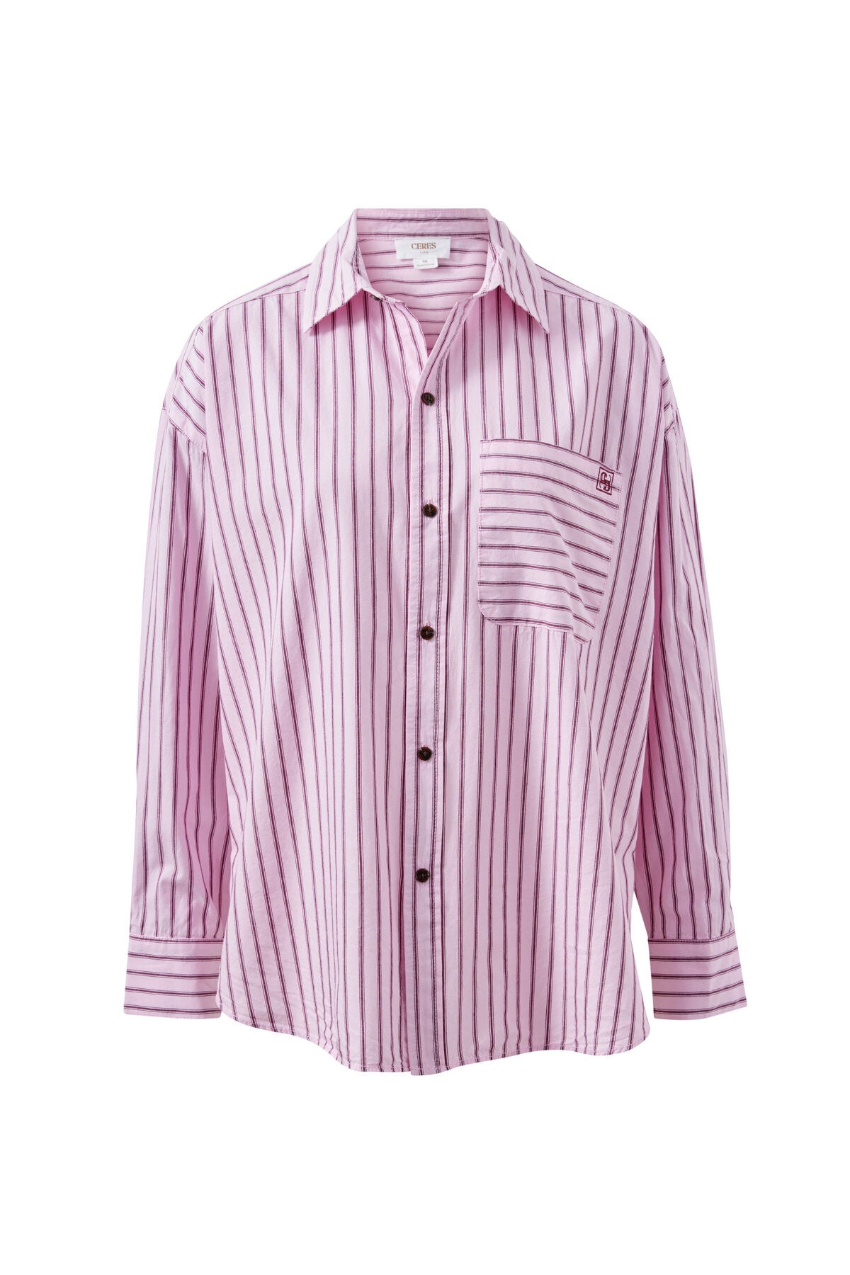CERES LIFE PETA OVERSIZED SHIRT - SUNFADED PINK STRIPE