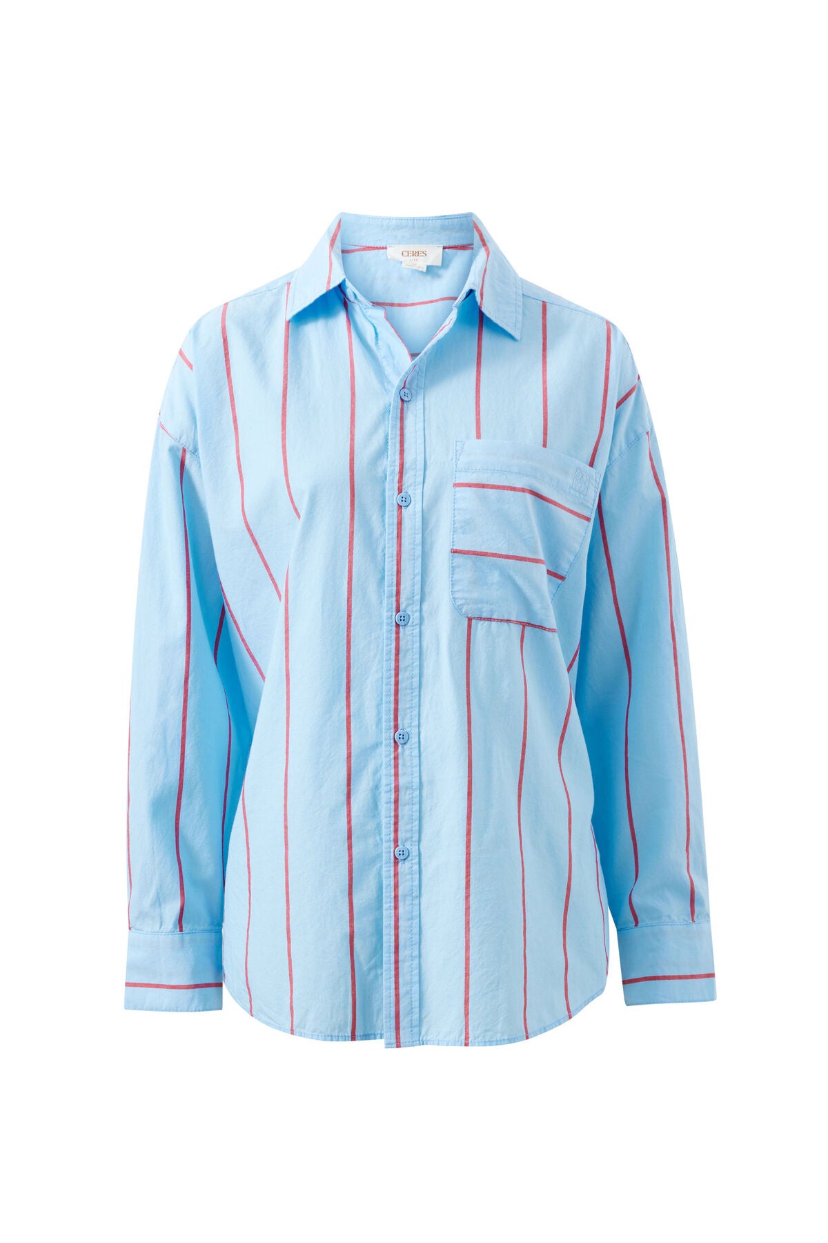CERES LIFE PETA OVERSIZED SHIRT - FRESH BLUE/RED STRIPE
