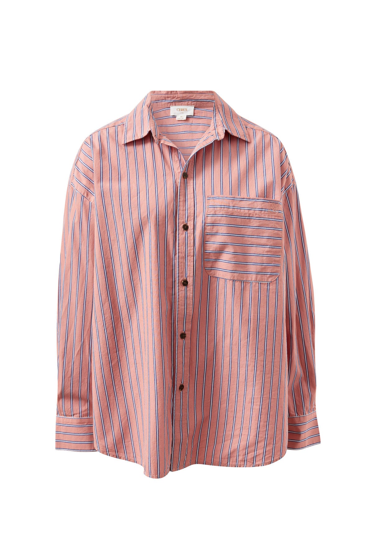 CERES LIFE PETA OVERSIZED SHIRT - PINK CLAY STRIPE