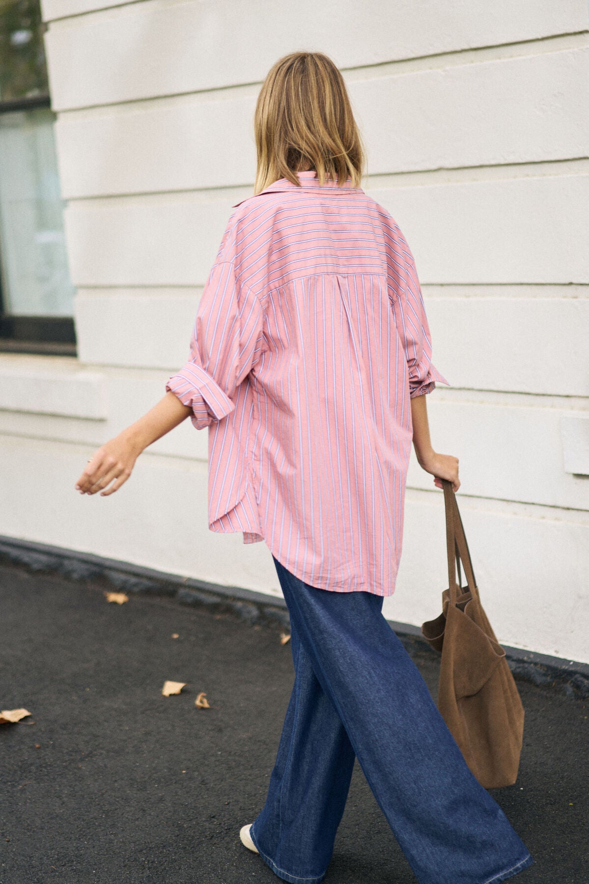 CERES LIFE PETA OVERSIZED SHIRT - PINK CLAY STRIPE