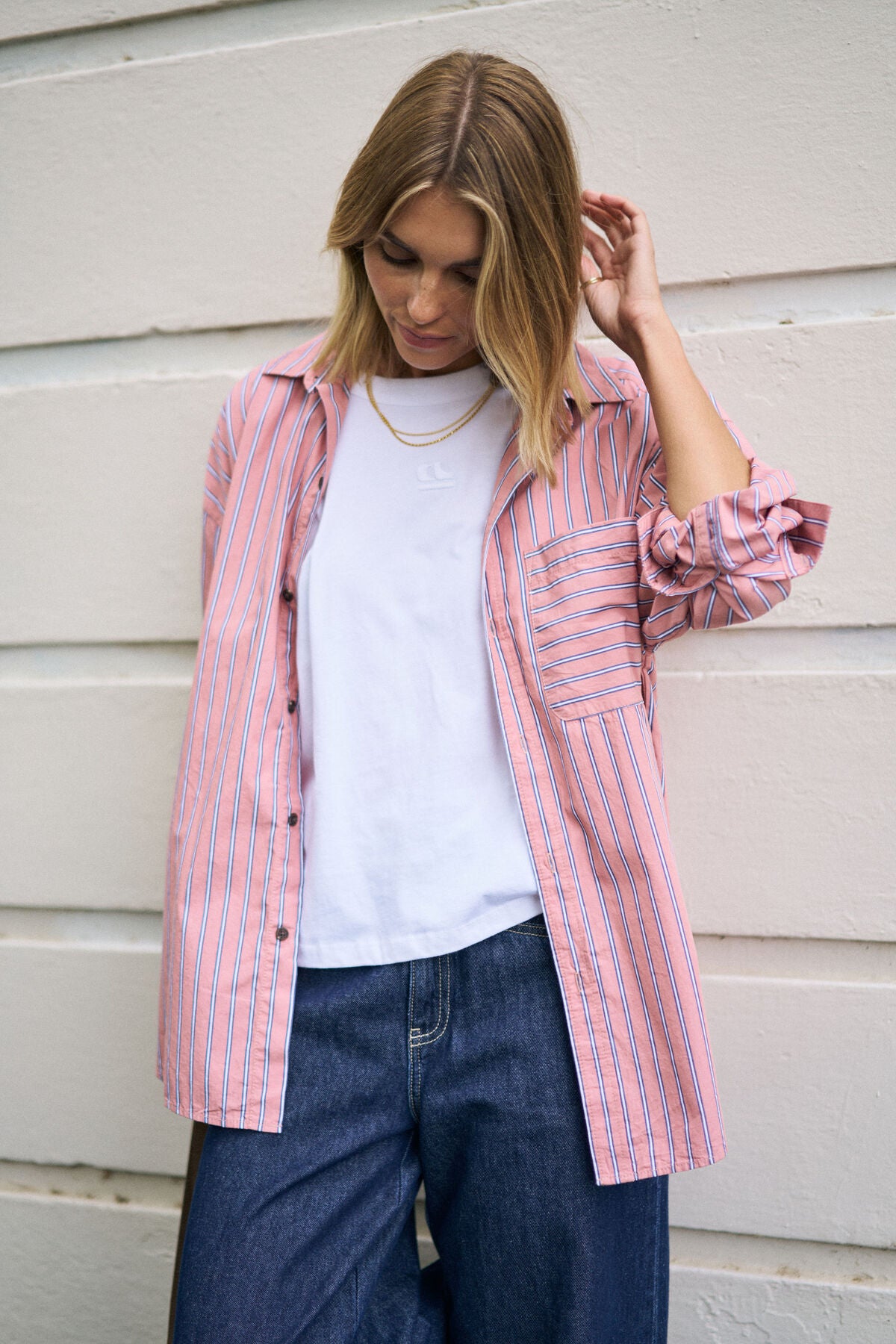 CERES LIFE PETA OVERSIZED SHIRT - PINK CLAY STRIPE – StyleFast