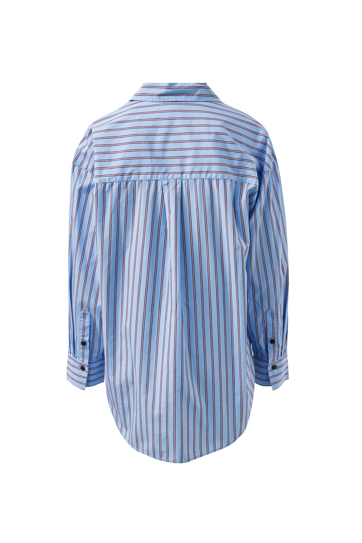 CERES LIFE PETA OVERSIZED SHIRT - SKY BLUE/BURGUNDY STRIPE