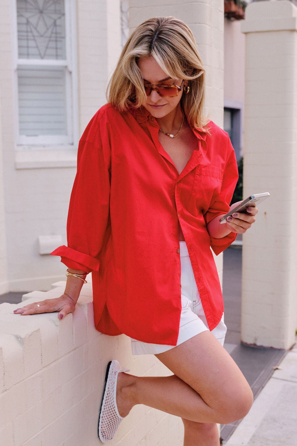 CERES LIFE PETA OVERSIZED SHIRT - HERITAGE RED