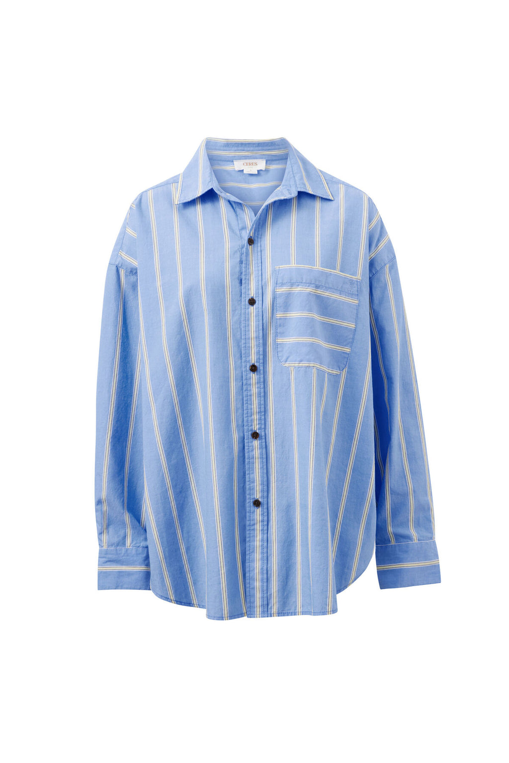 CERES LIFE PETA OVERSIZED SHIRT - BAY BLUE/BUTTER YELLOW STRIPE