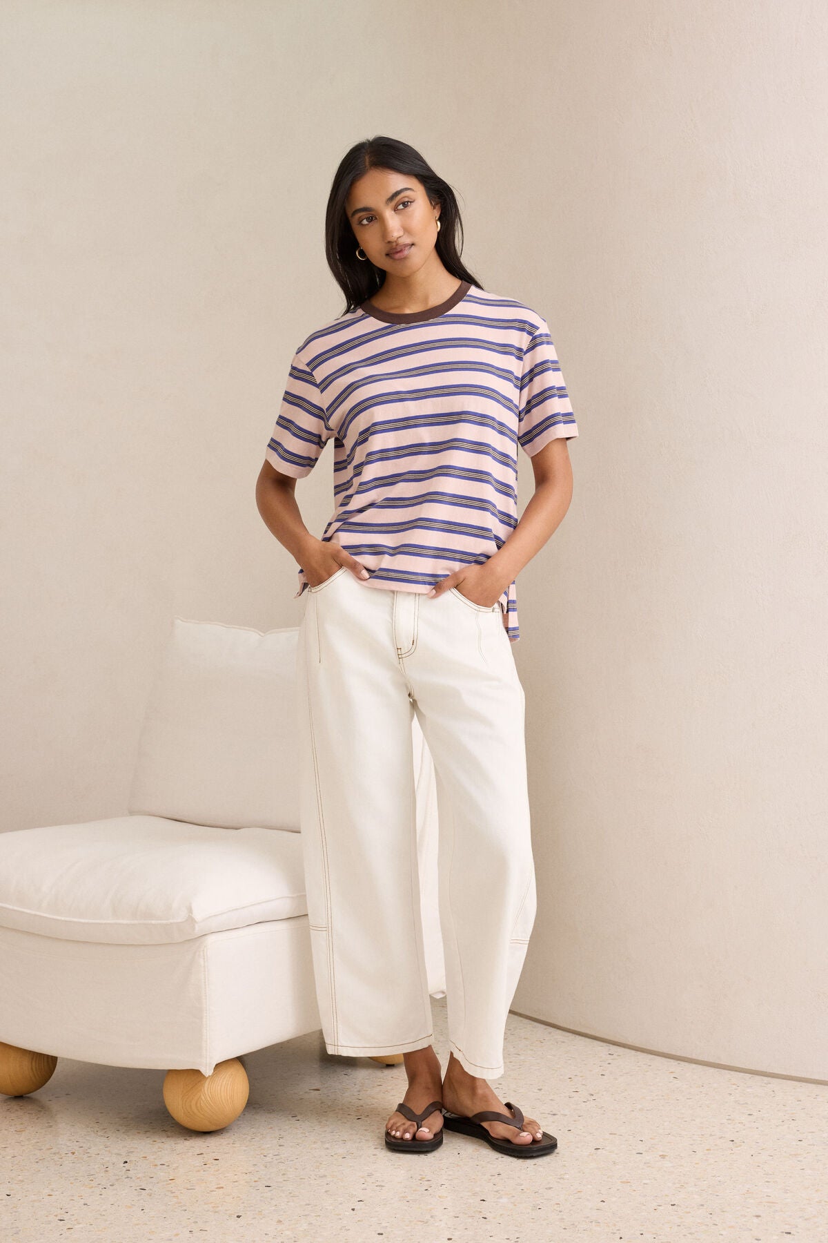 CERES LIFE STEVIE SLOUCHY TEE - PINK/BLUE/CHOCOLATE