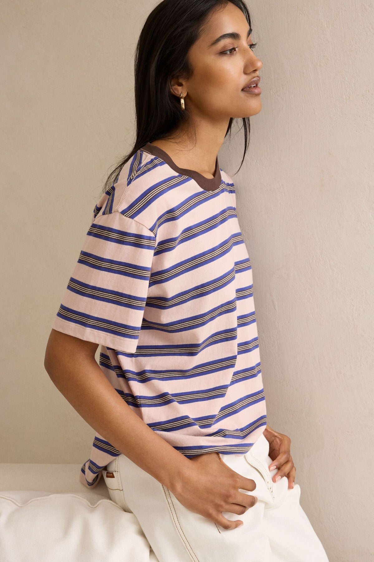 CERES LIFE STEVIE SLOUCHY TEE - PINK/BLUE/CHOCOLATE