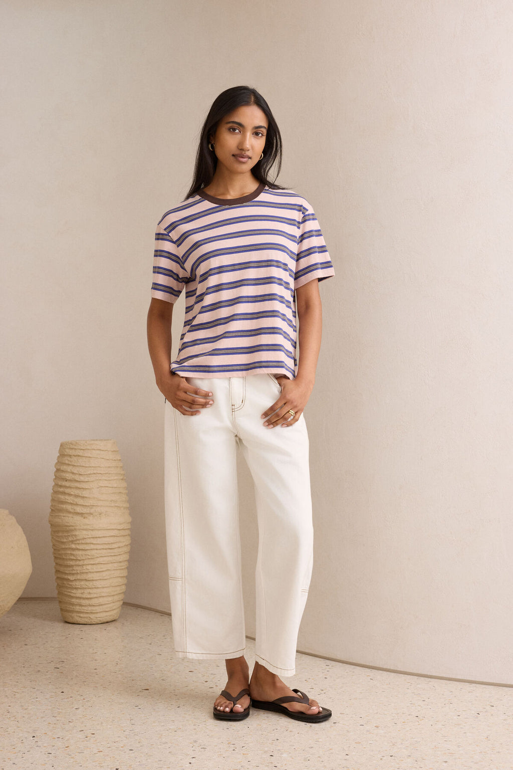 CERES LIFE STEVIE SLOUCHY TEE - PINK/BLUE/CHOCOLATE