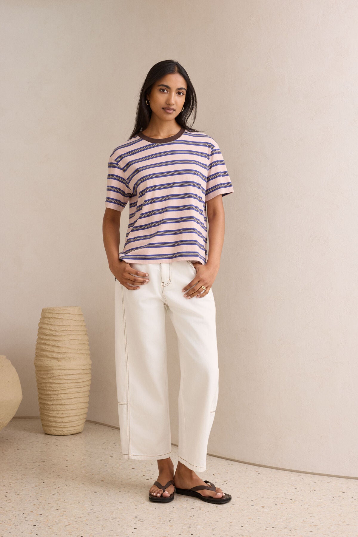 CERES LIFE STEVIE SLOUCHY TEE - PINK/BLUE/CHOCOLATE