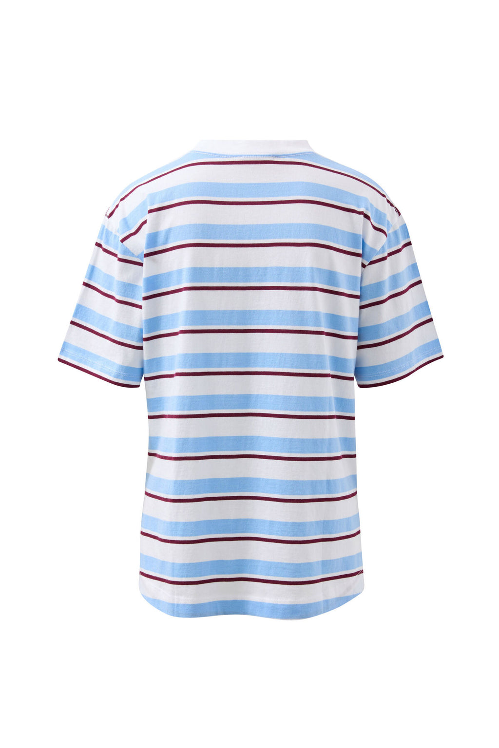 CERES LIFE STEVIE SLOUCHY SPLIT HEM TEE - POWDER/POMEGRANTE RETRO STRIPE