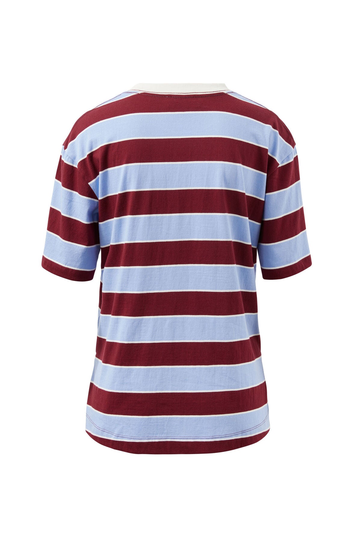 CERES LIFE STEVIE SLOUCHY TEE - BURGUNDY/SKY BLUE STRIPE