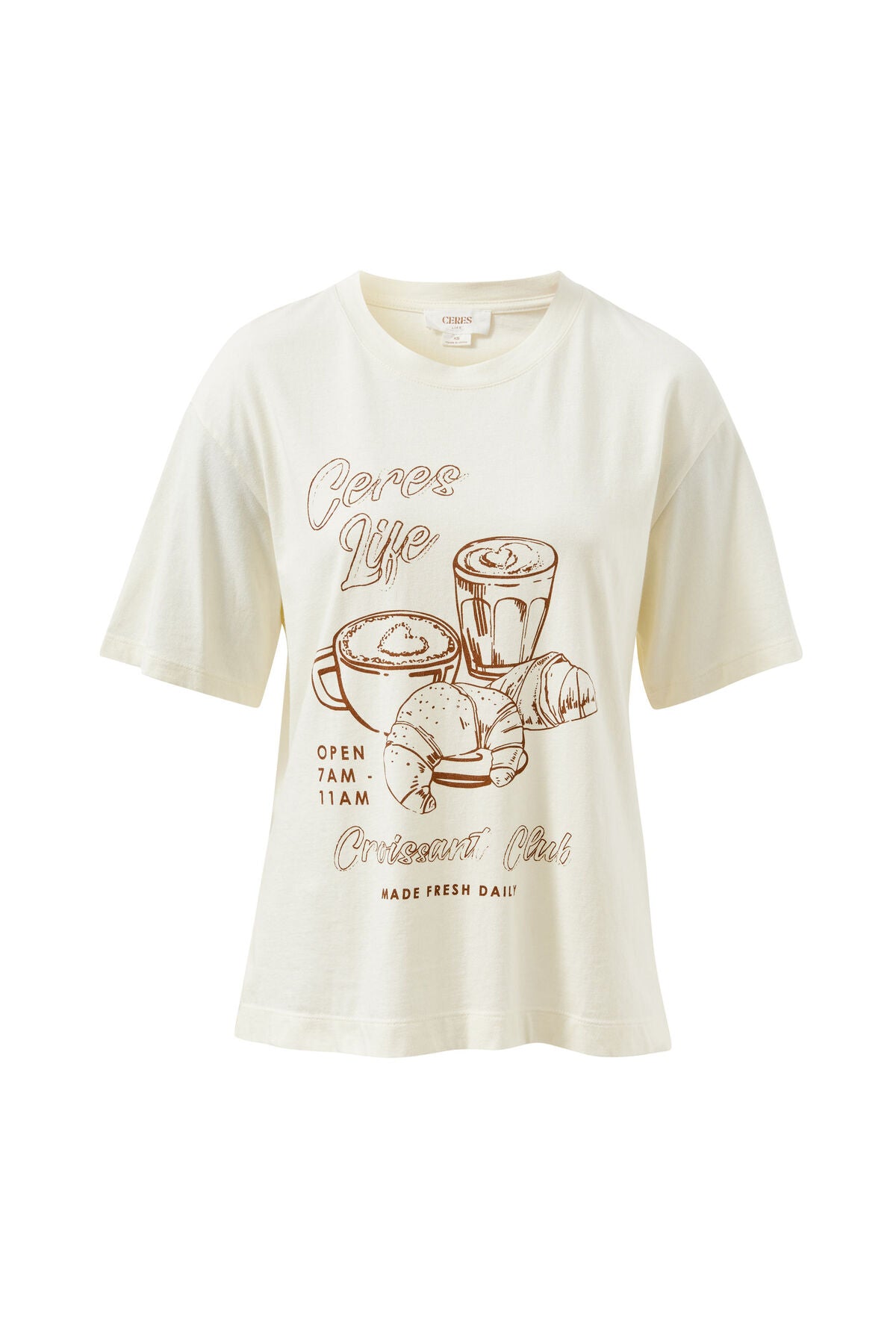 CERES LIFE STEVIE SLOUCHY TEE - MILK/CROISSANT CLUB