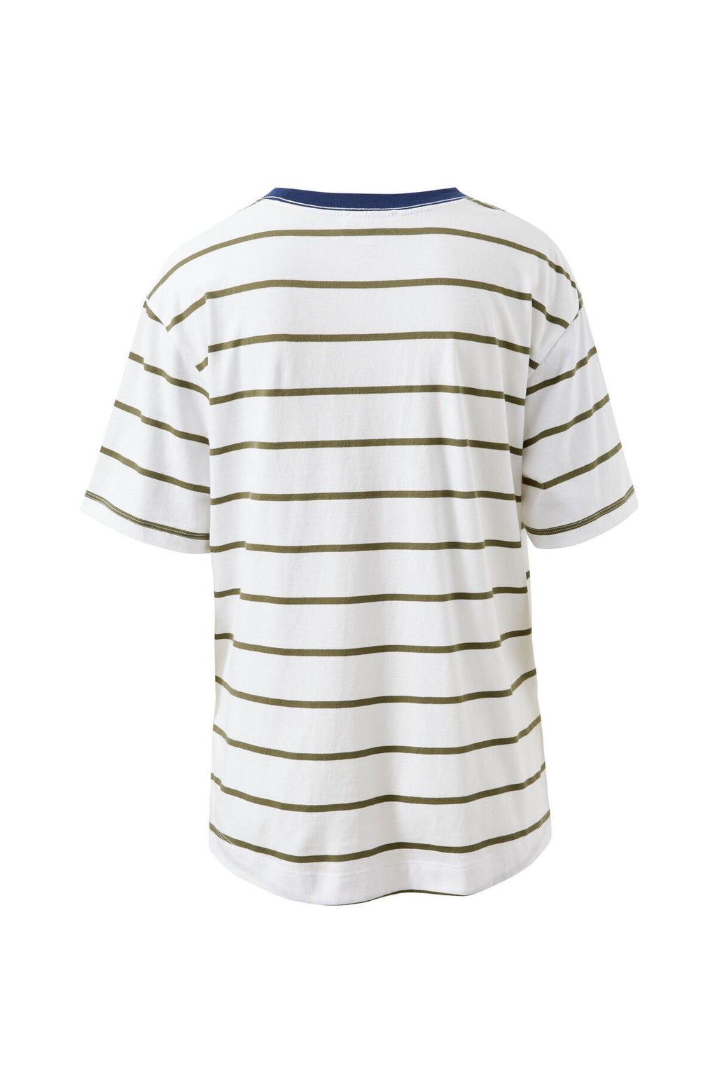 CERES LIFE STEVIE SLOUCHY TEE - WHITE/ WASHED OLIVE STRIPE