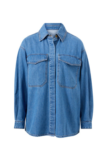 CERES LIFE ESSENTIAL DENIM SHIRT - MID WASH BLUE