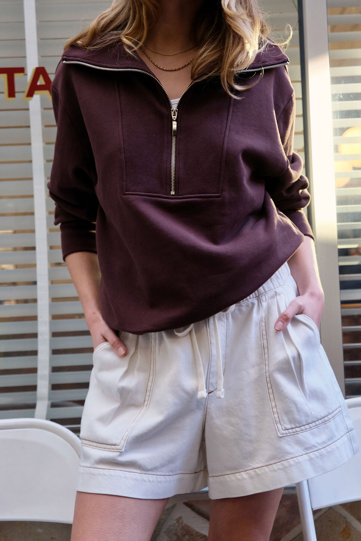 CERES LIFE DARCY RELAXED EVERYDAY SHORT - ECRU