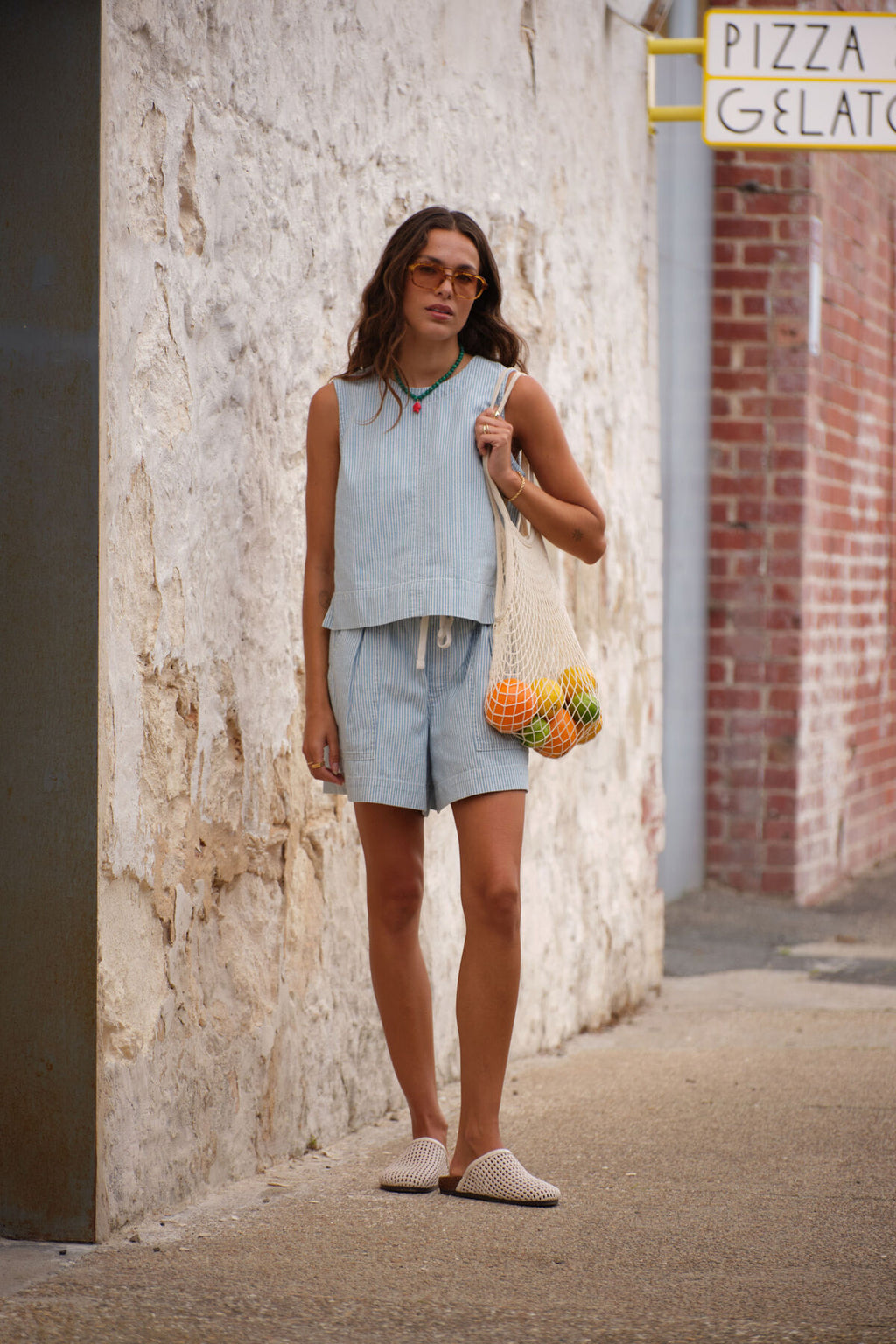 CERES LIFE DARCY RELAXED EVERYDAY SHORT - INDIGO/WHITE STRIPE