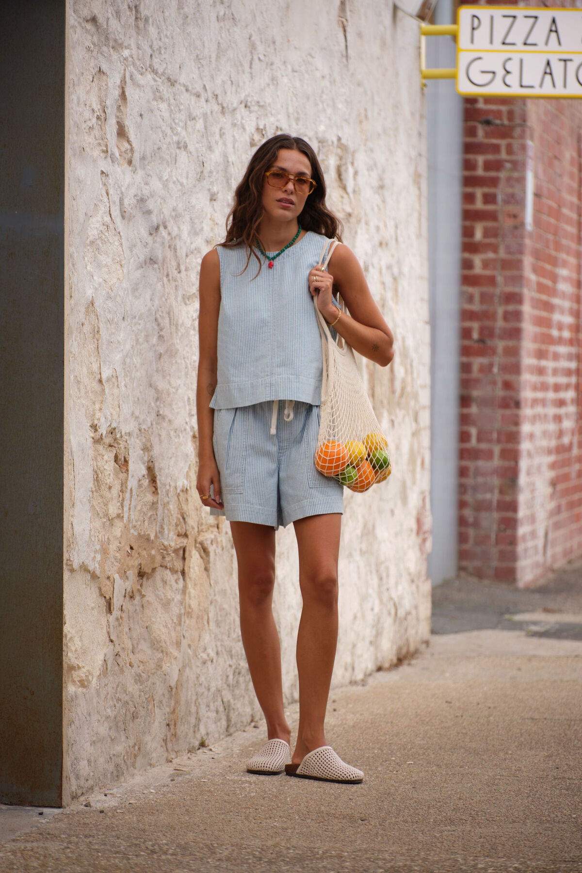 CERES LIFE DARCY RELAXED EVERYDAY SHORT - INDIGO/WHITE STRIPE