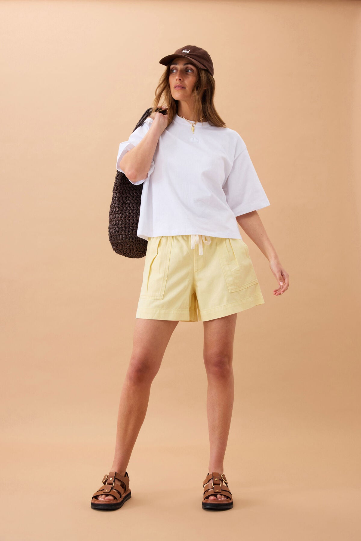 CERES LIFE DARCY RELAXED EVERYDAY SHORT - WASHED BUTTER