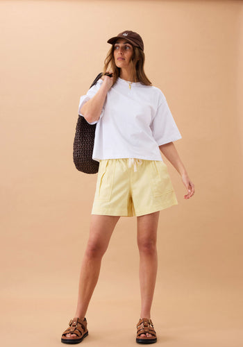CERES LIFE DARCY RELAXED EVERYDAY SHORT - WASHED BUTTER