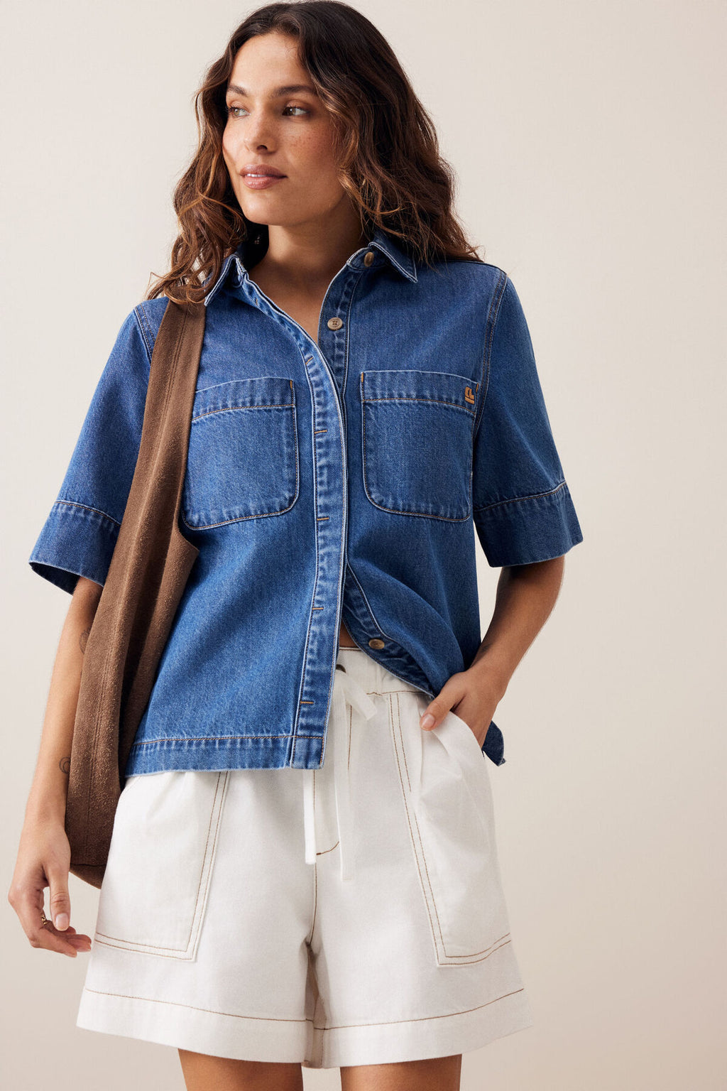 CERES LIFE DARCY RELAXED EVERYDAY SHORT - NEW ECRU