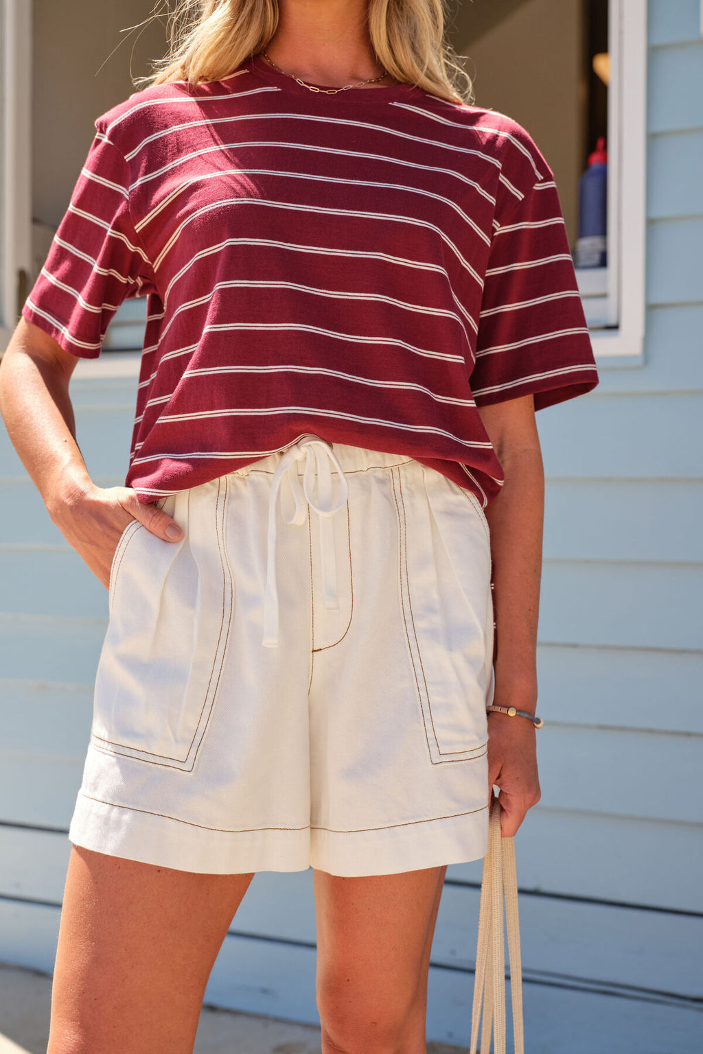 CERES LIFE DARCY RELAXED EVERYDAY SHORT - ECRU