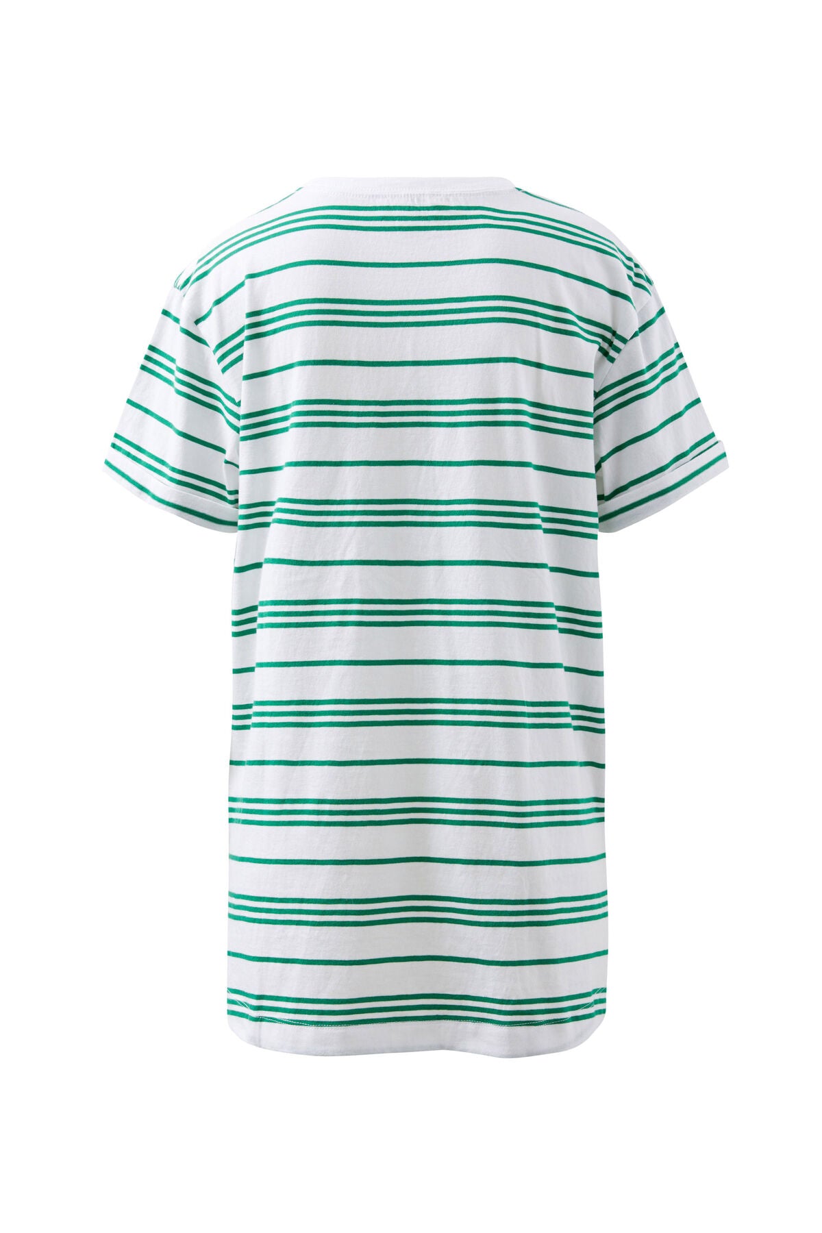 CERES LIFE LONGLINE STEP HEM TEE - KELLY STRIPE