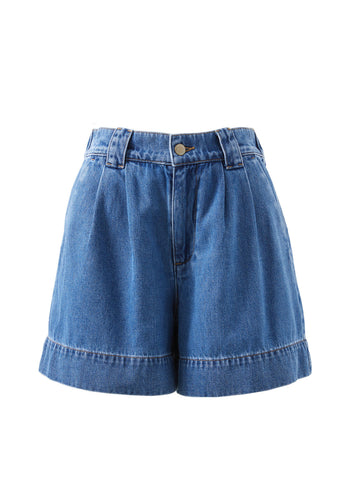 CERES LIFE PLEAT FRONT SHORT - WASHED INDIGO