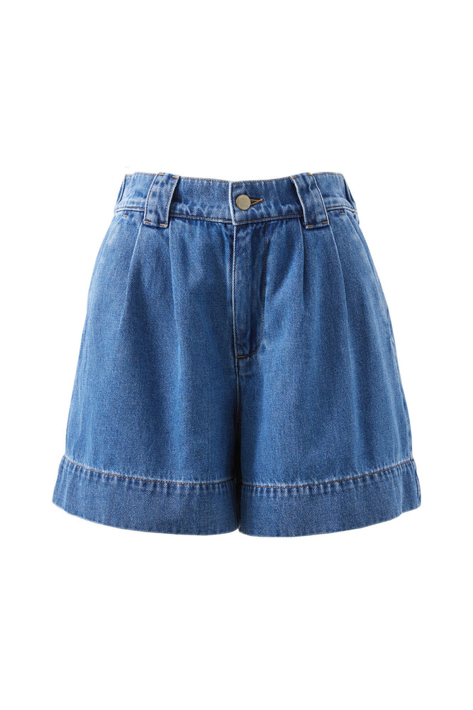 Load image into Gallery viewer, CERES LIFE PLEAT FRONT SHORT - WASHED INDIGO