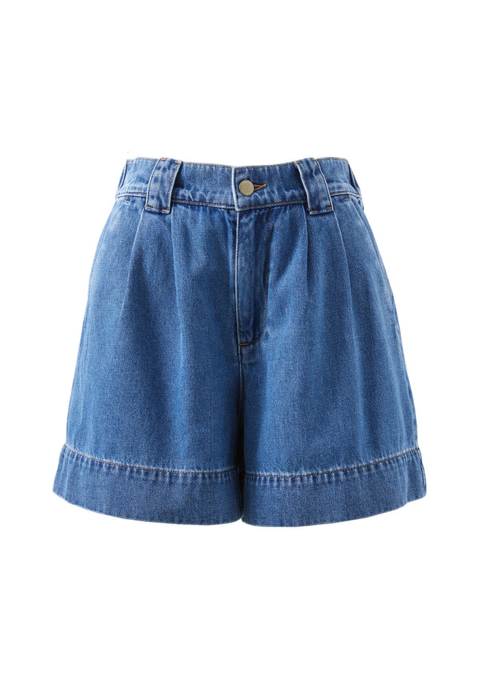 CERES LIFE PLEAT FRONT SHORT - WASHED INDIGO