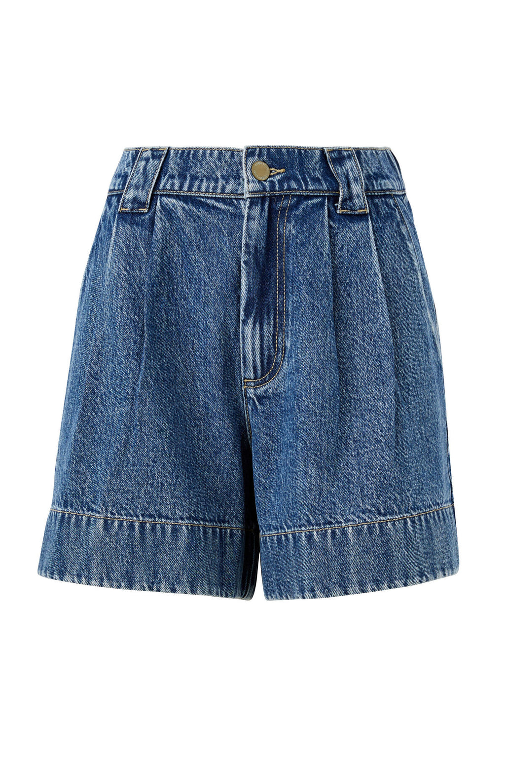 CERES LIFE BILLIE PLEAT FRONT SHORT - WASHED INDIGO