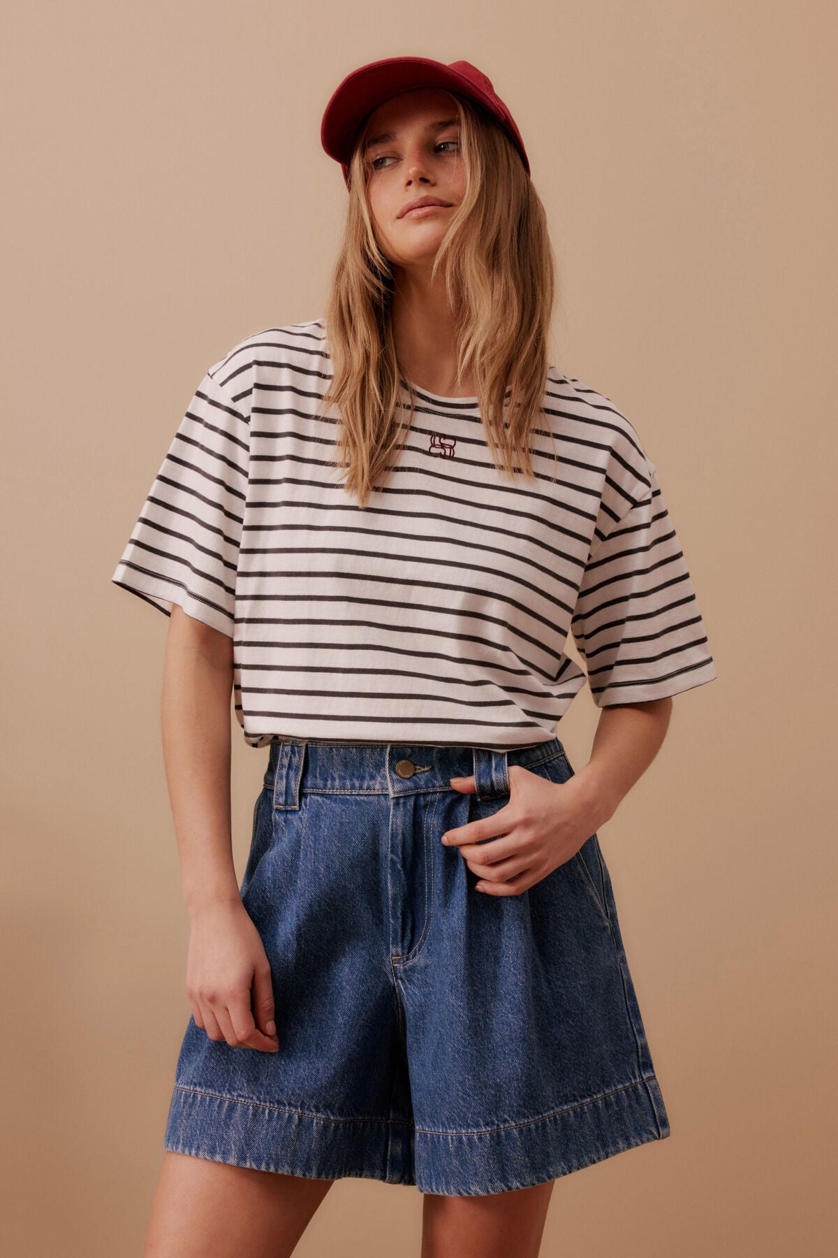 CERES LIFE BILLIE PLEAT FRONT SHORT - WASHED INDIGO