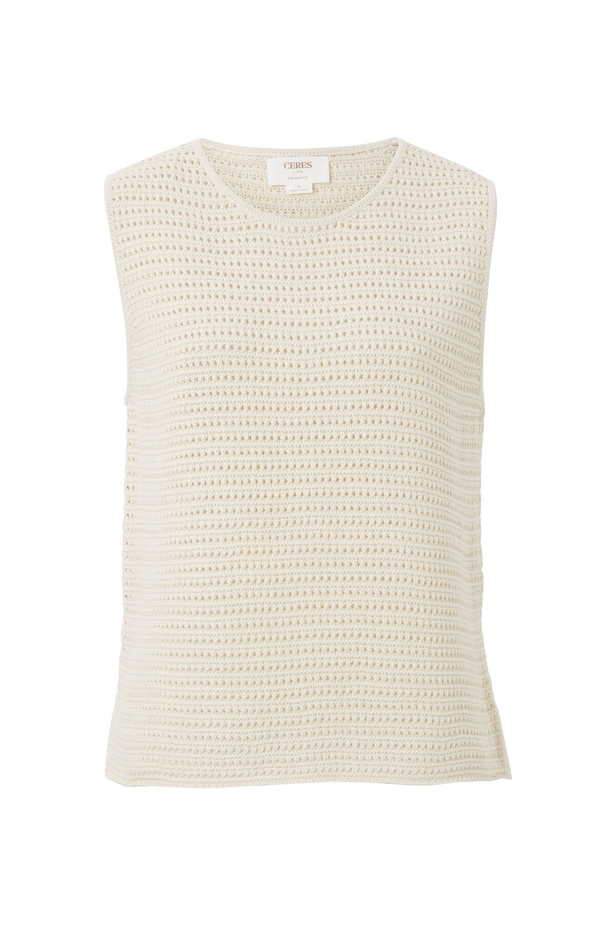 CERES LIFE MARGOT MESH KNIT TANK - ECRU