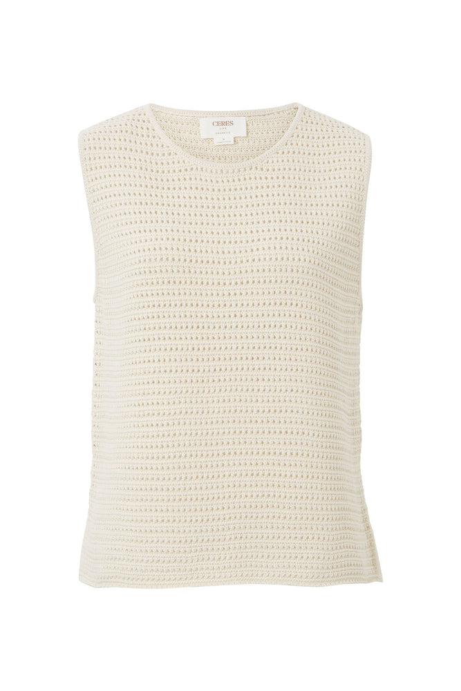 Load image into Gallery viewer, CERES LIFE MARGOT MESH KNIT TANK - ECRU
