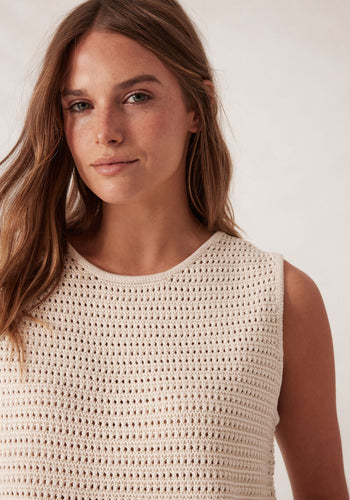 CERES LIFE MARGOT MESH KNIT TANK - ECRU