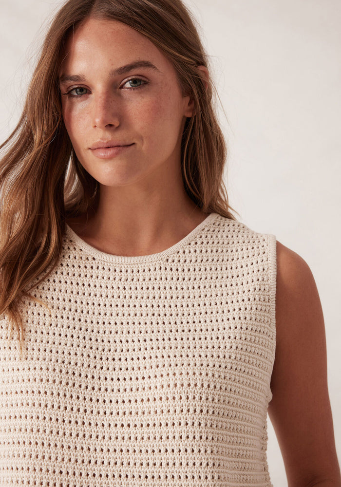 CERES LIFE MARGOT MESH KNIT TANK - ECRU