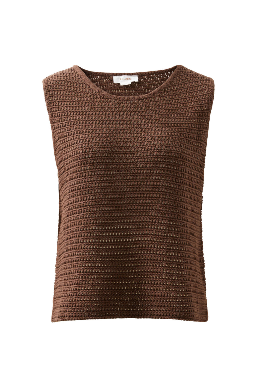 CERES LIFE MARGOT MESH KNIT TANK - CHOCOLATE