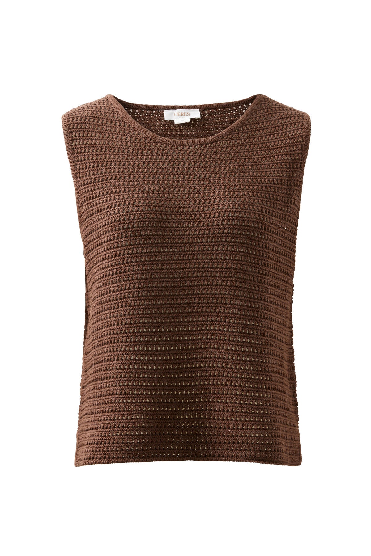 CERES LIFE MARGOT MESH KNIT TANK - CHOCOLATE