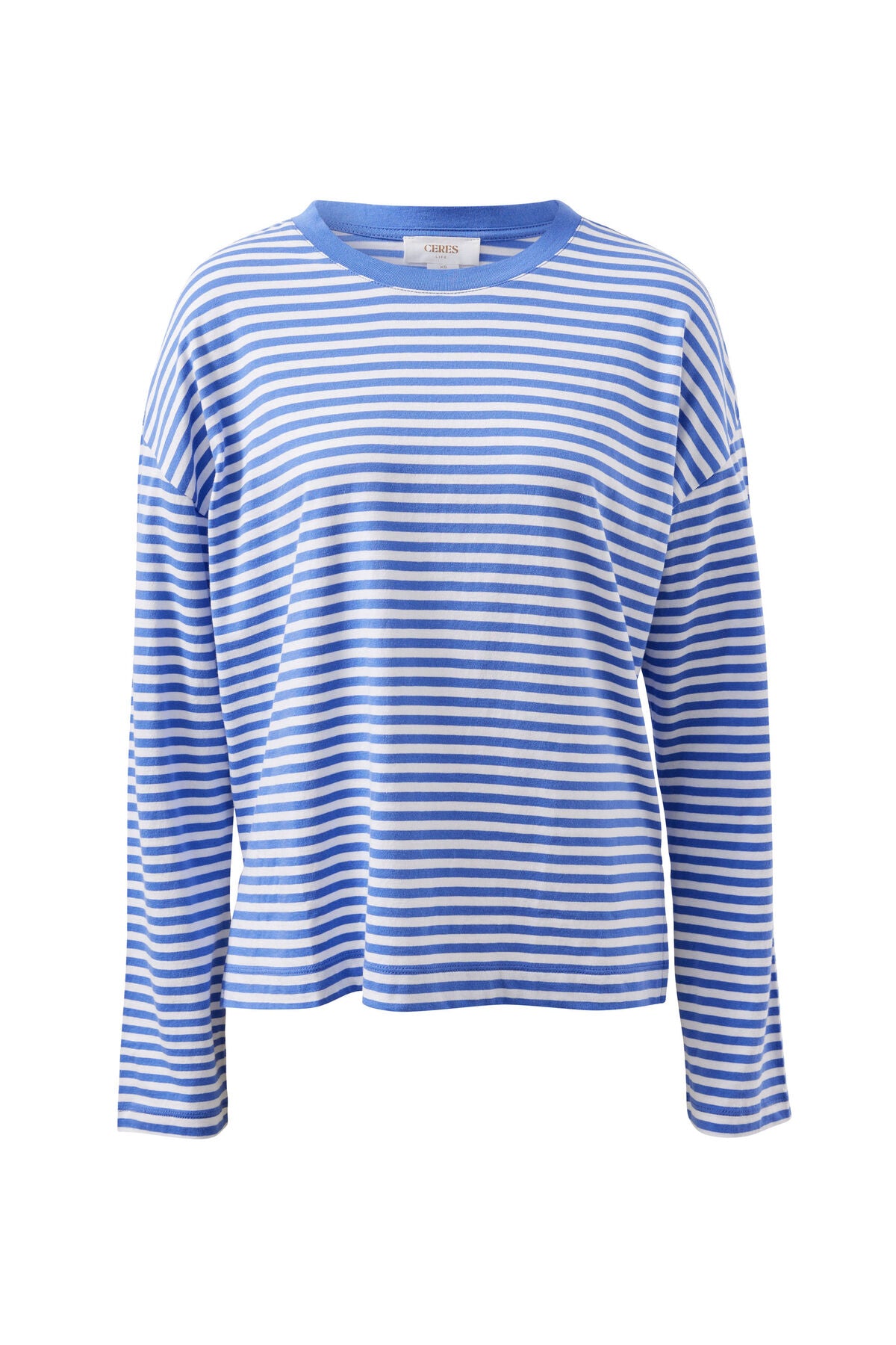 CERES LIFE SCOUT SLOUCHY LONG SLEEVE TEE - VINTAGE BLUE/WHITE STRIPE