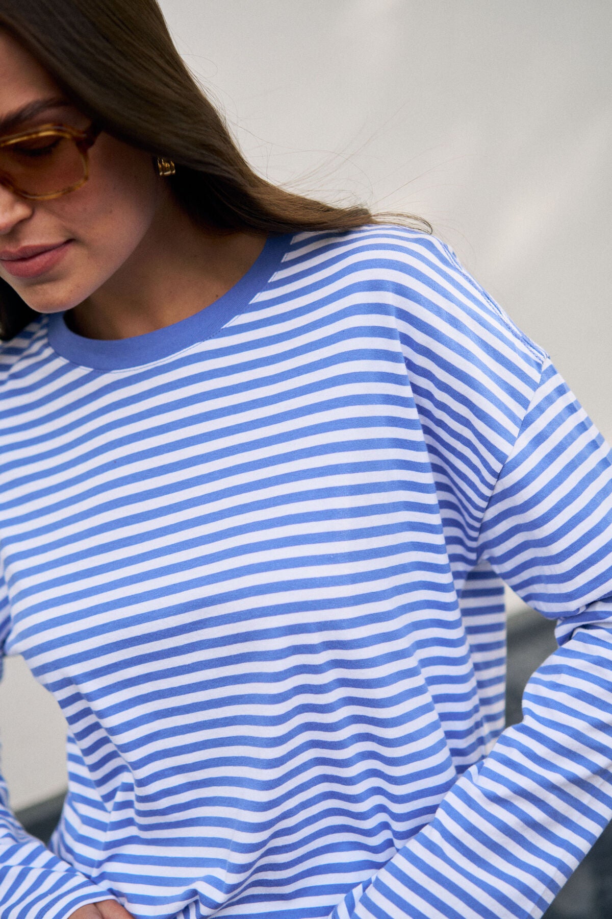 CERES LIFE SCOUT SLOUCHY LONG SLEEVE TEE - VINTAGE BLUE/WHITE STRIPE