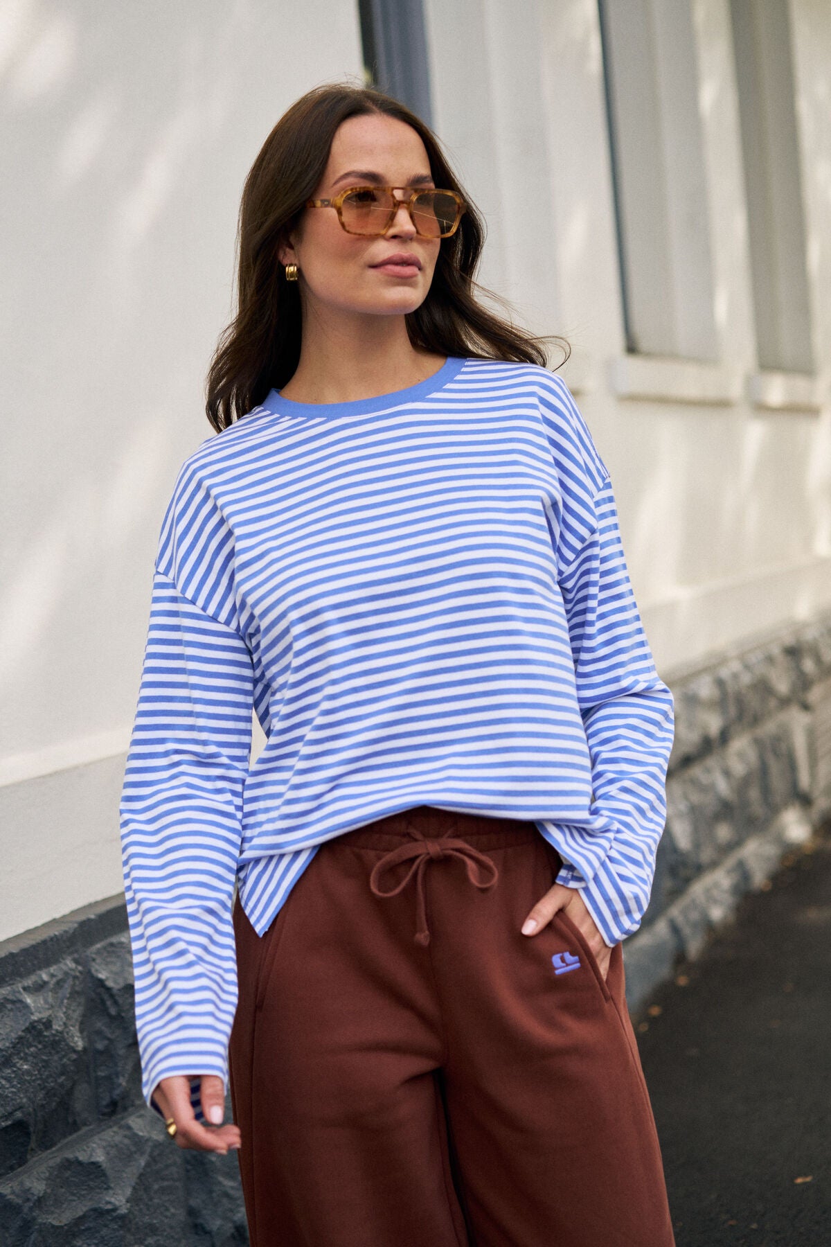 CERES LIFE SCOUT SLOUCHY LONG SLEEVE TEE - VINTAGE BLUE/WHITE STRIPE