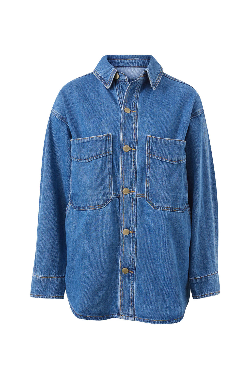 CERES LIFE BOBBI SIDE POCKET DENIM SHACKET - INDIGO