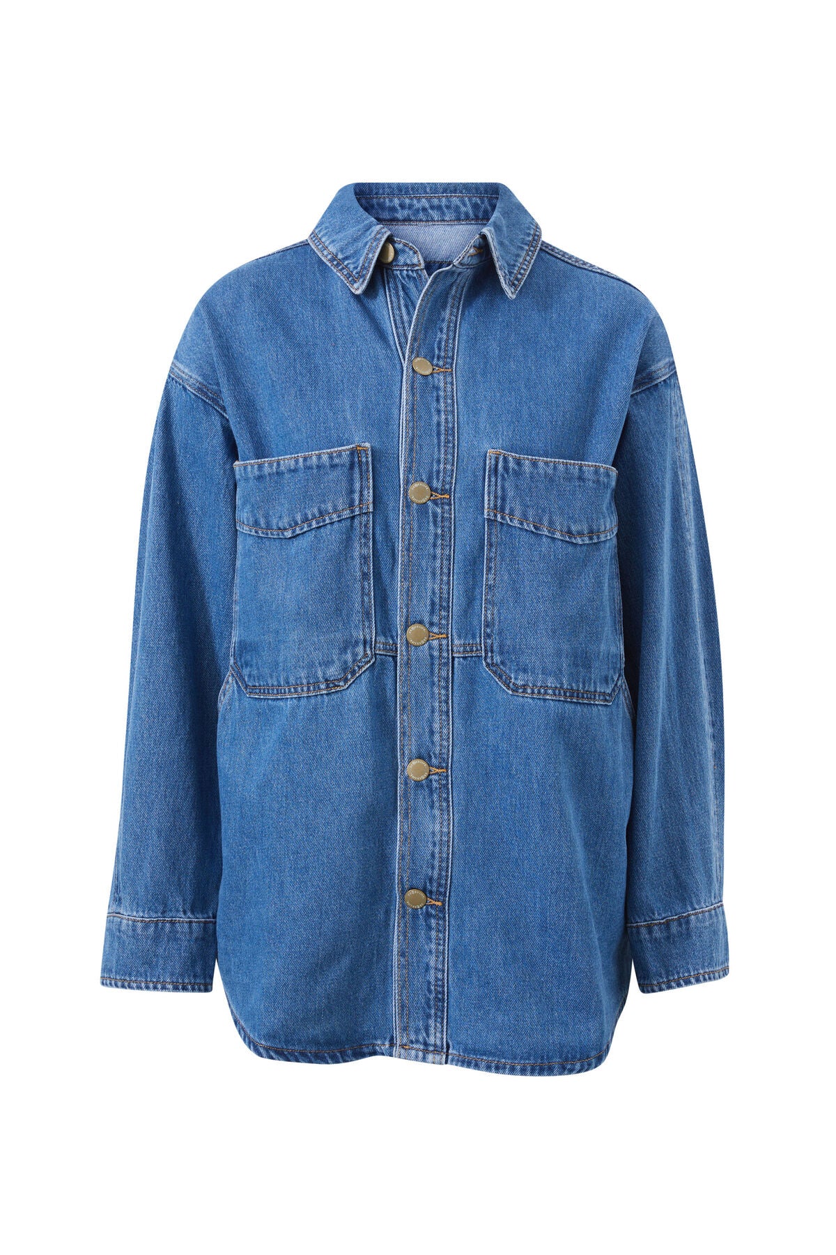 CERES LIFE BOBBI SIDE POCKET DENIM SHACKET - INDIGO