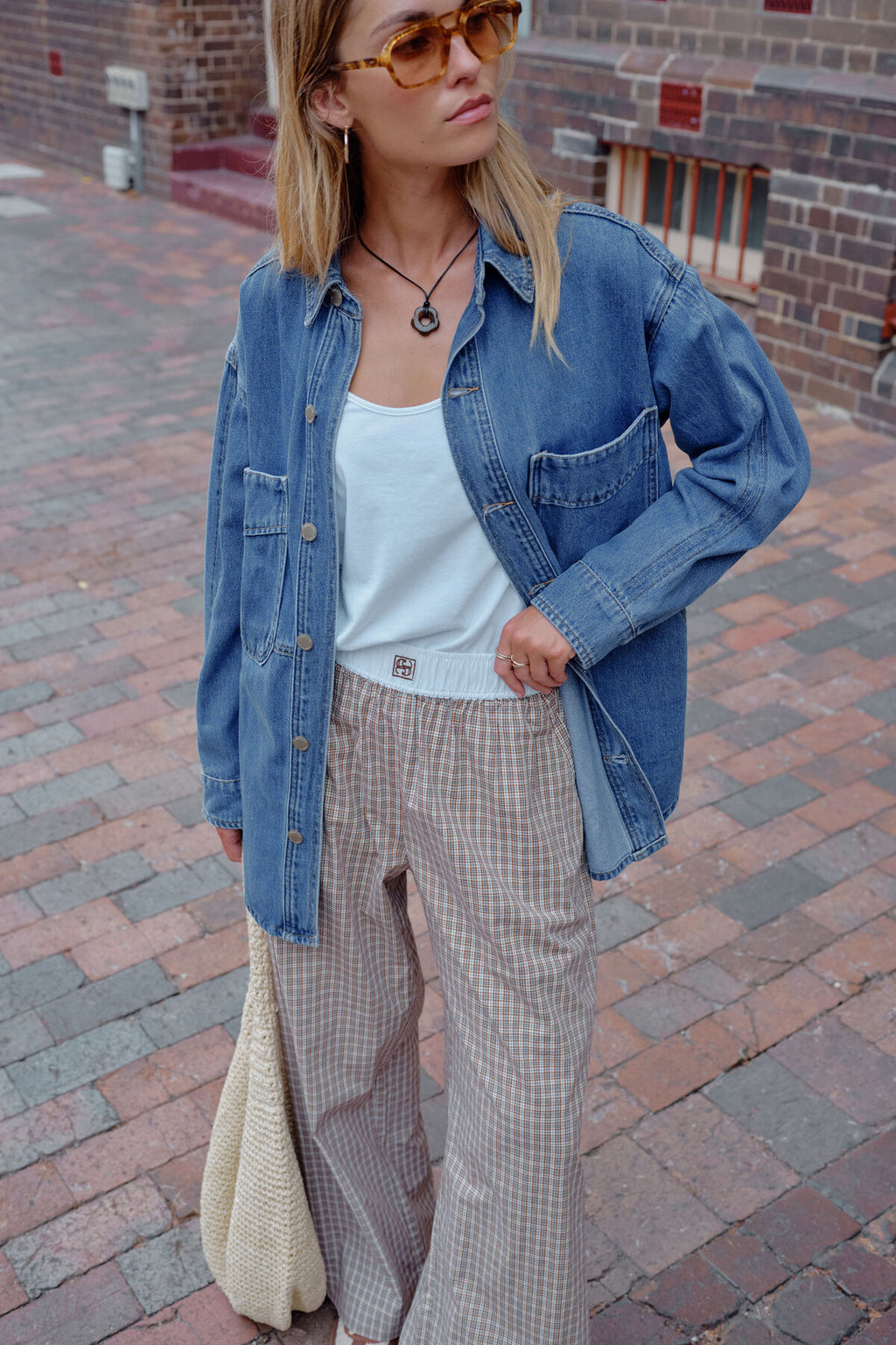 CERES LIFE BOBBI SIDE POCKET DENIM SHACKET - INDIGO