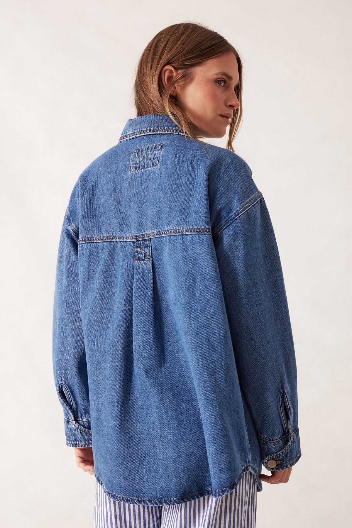 CERES LIFE BOBBI SIDE POCKET DENIM SHACKET - INDIGO