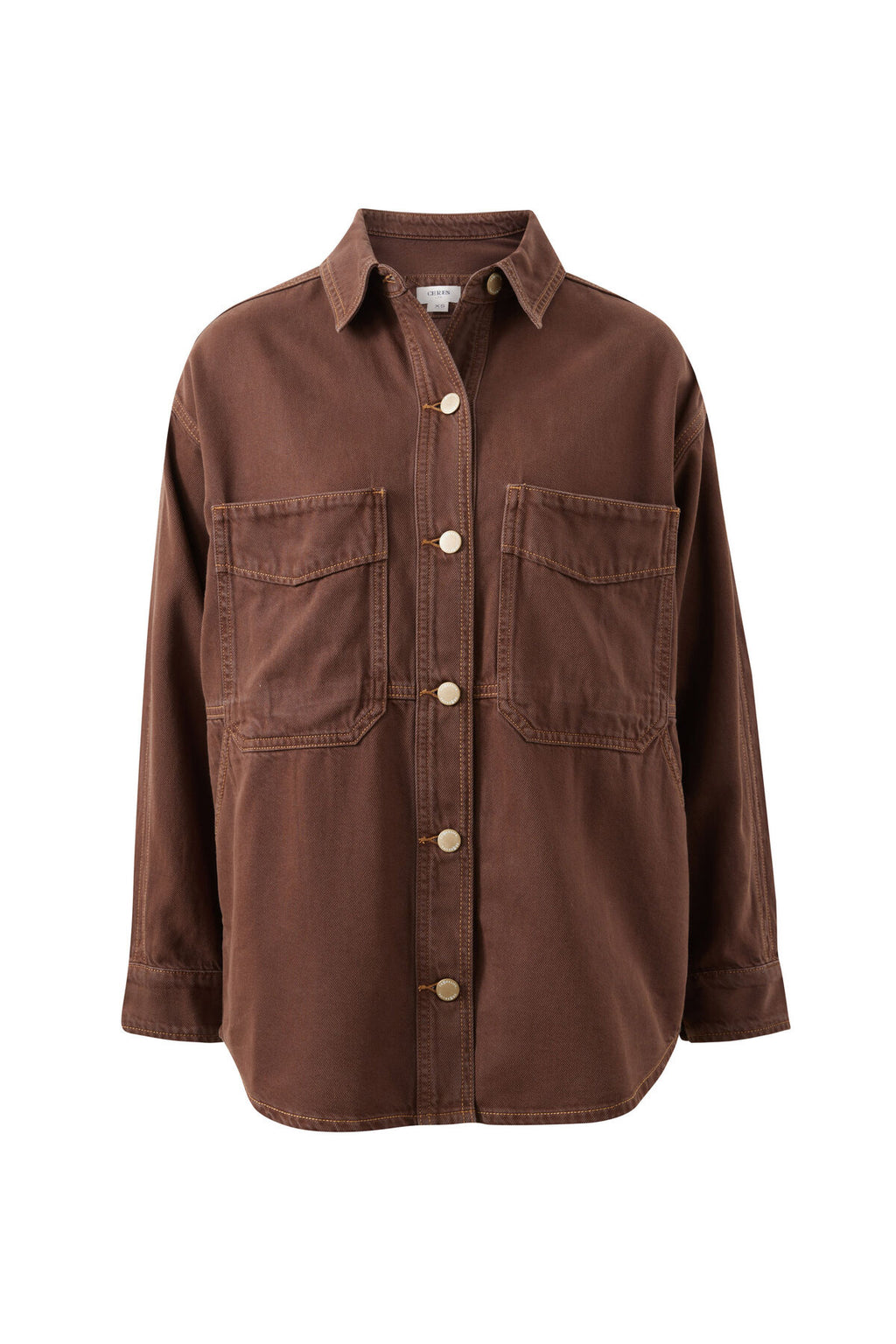 CERES LIFE BOBBI SIDE POCKET DENIM SHACKET - CHOCOLATE