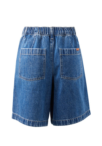 CERES LIFE SYLVIE LONGLINE PLEAT DENIM SHORT - FRESH INDIDO