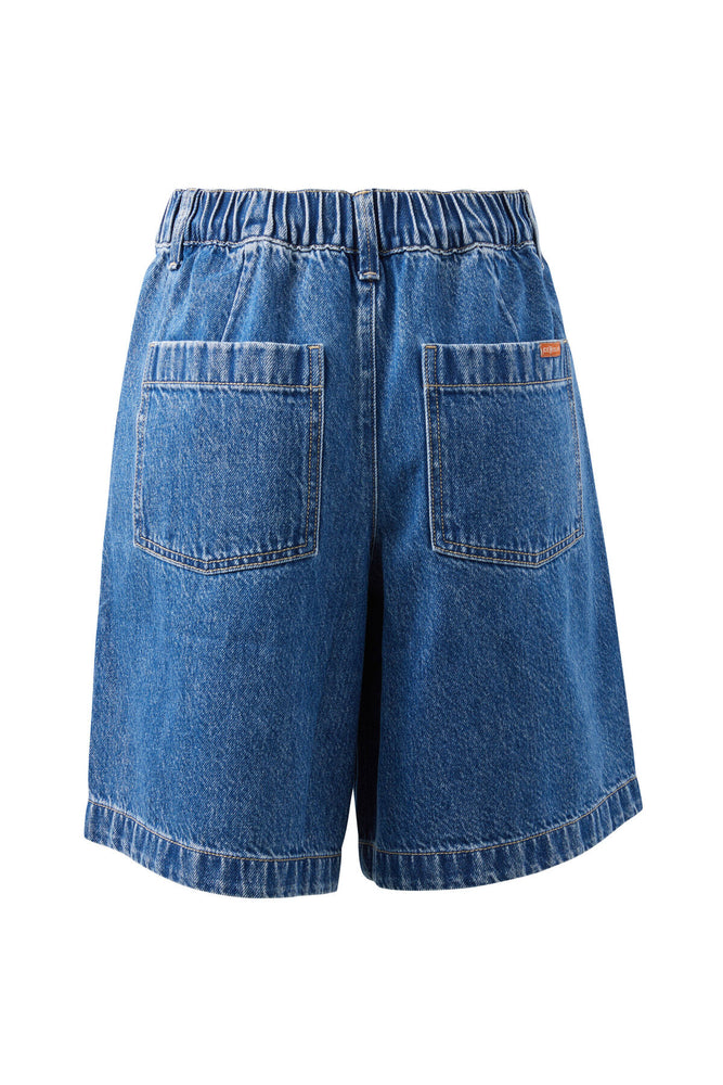 Load image into Gallery viewer, CERES LIFE SYLVIE LONGLINE PLEAT DENIM SHORT - FRESH INDIDO