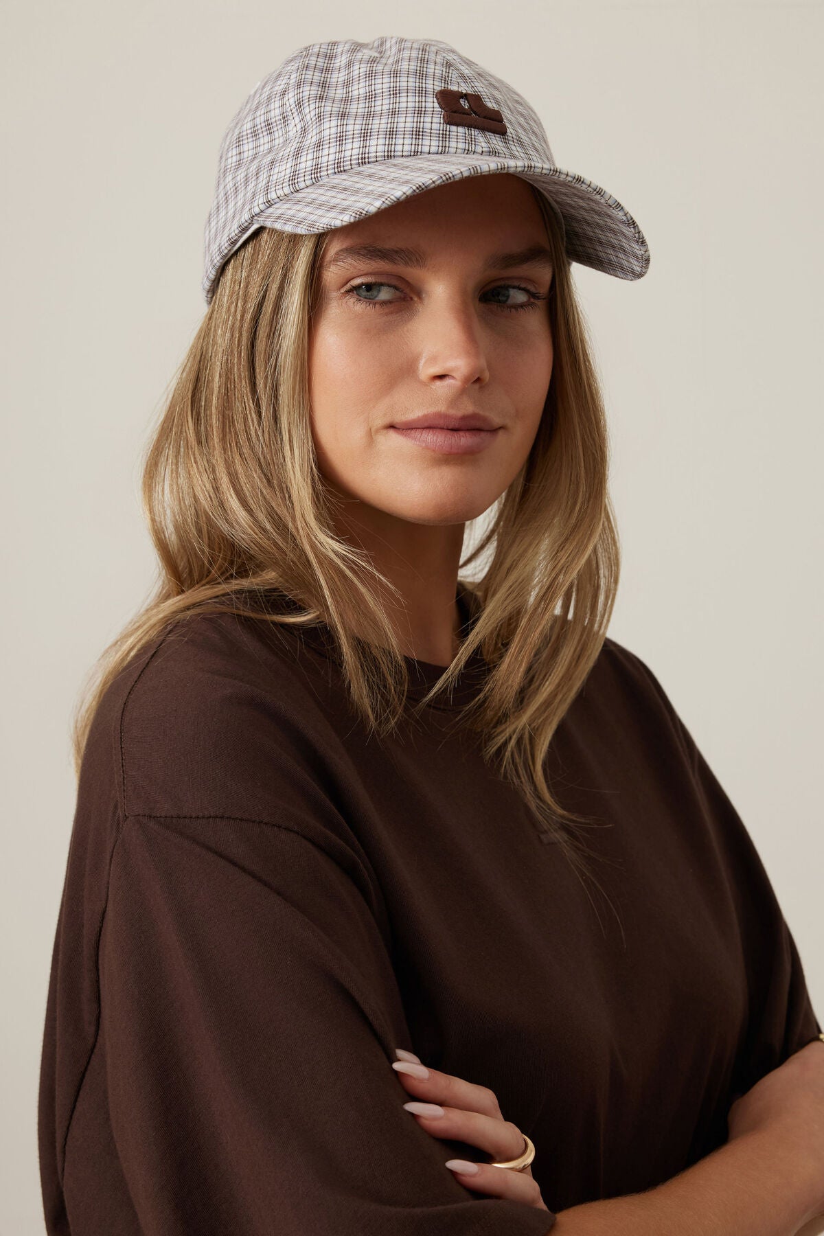 CERES LIFE PIP EVERYDAY CAP - WINE CHOC/BLUE CHECK