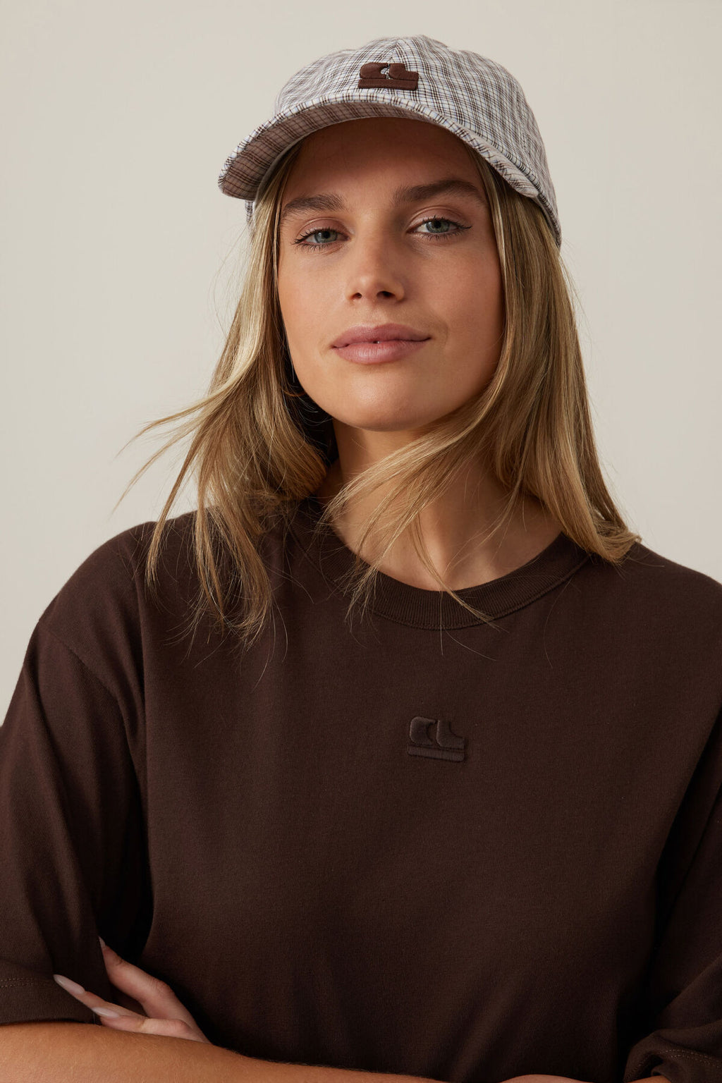 CERES LIFE PIP EVERYDAY CAP - WINE CHOC/BLUE CHECK