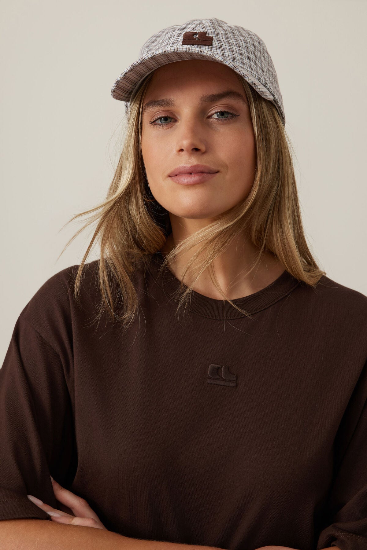 CERES LIFE PIP EVERYDAY CAP - WINE CHOC/BLUE CHECK