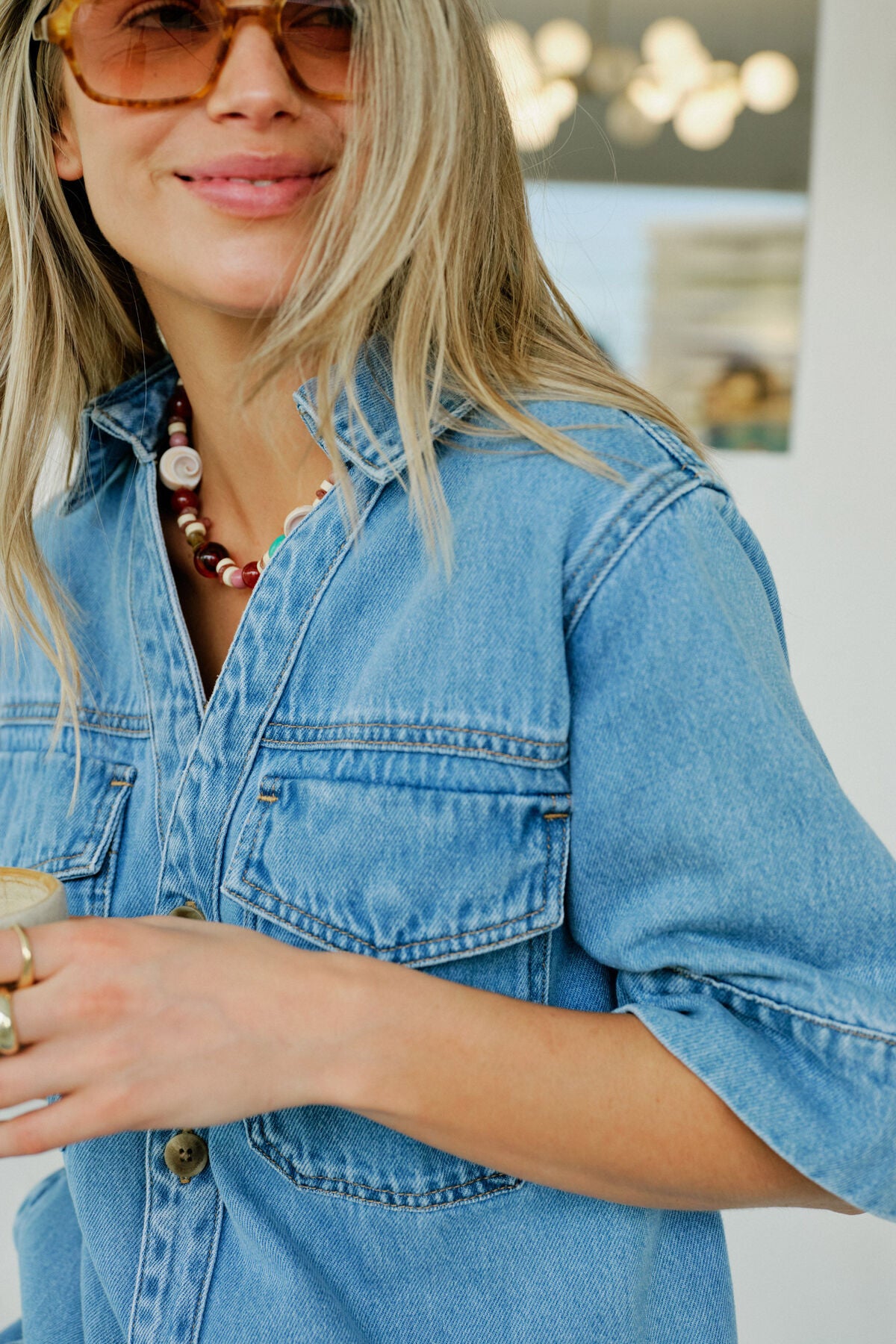 CERES LIFE SAMMY RELAXED SHIRTDRESS - MID WASH BLUE